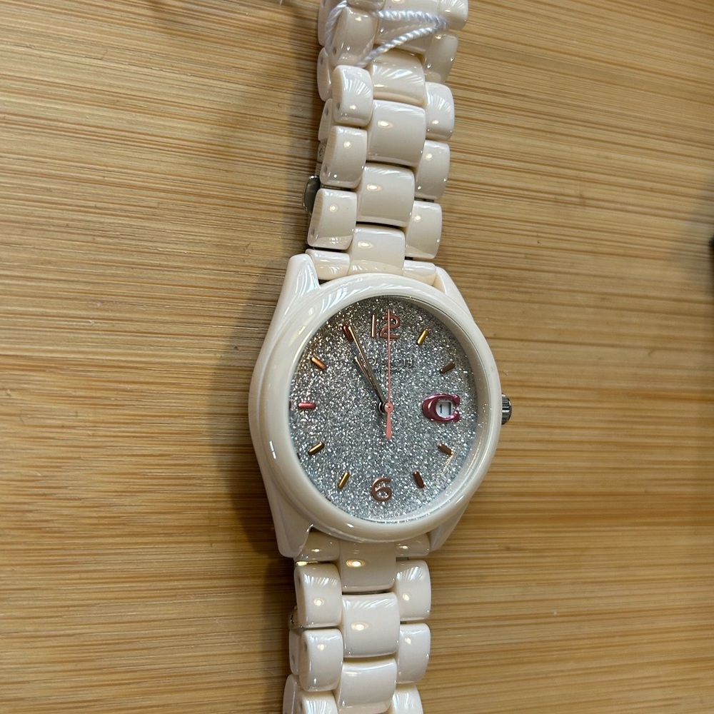 Coach Greyson Watch With 36mm Silver Sparkley Face & Light Pink Ceramic … - Picture 3 of 6